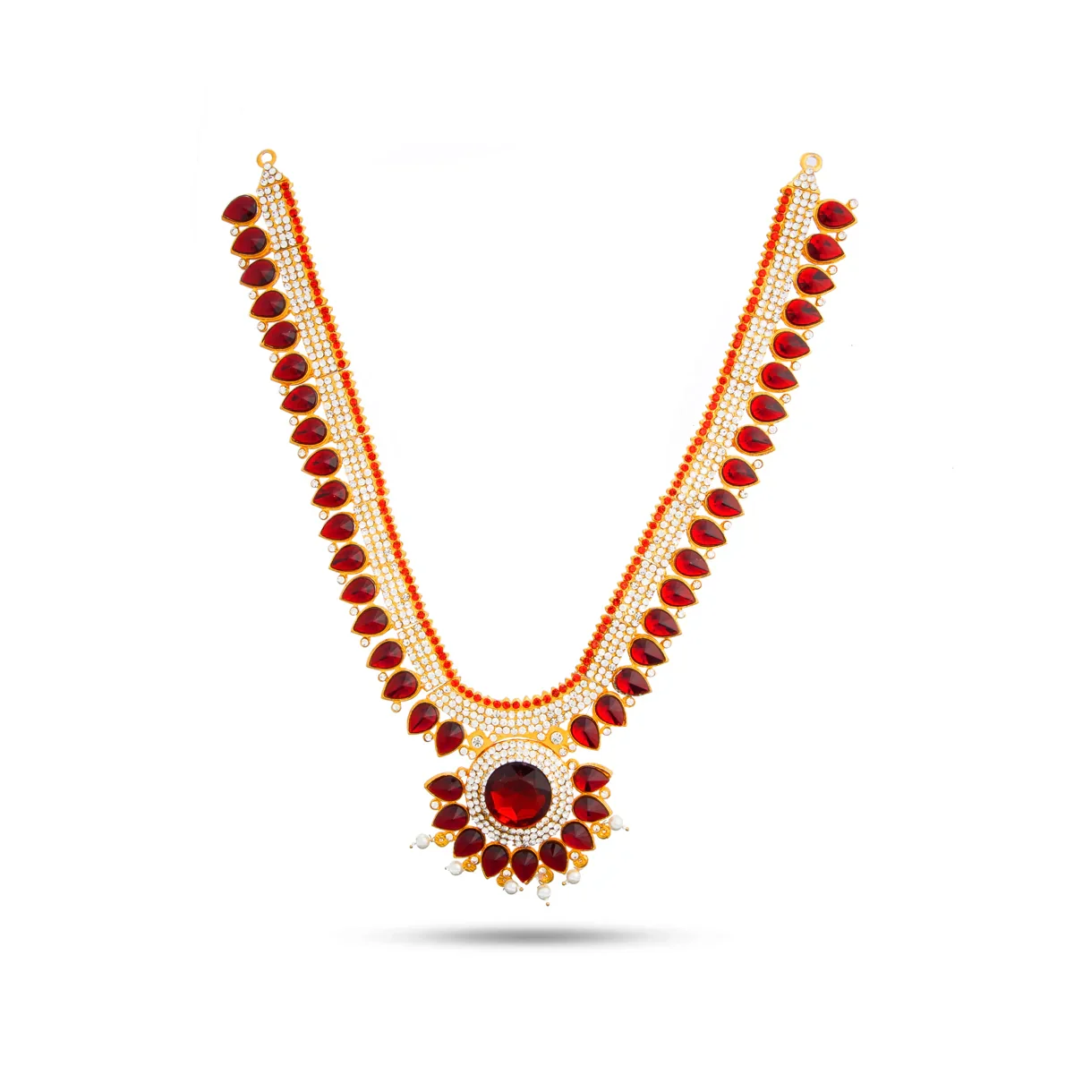 Stone Haram & Stone Necklace Set - 14 Inches | Stone Jewellery for Deity - Image 36