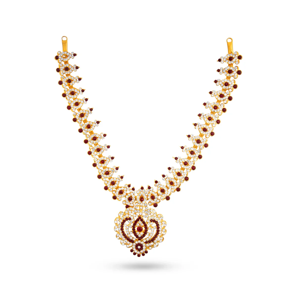 Stone Haram & Stone Necklace Set - 14 Inches | Stone Jewellery for Deity - Image 37