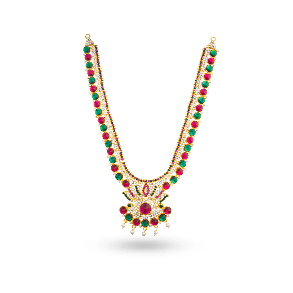 Stone Haram & Stone Necklace Set - 14 Inches | Stone Jewellery for Deity - Image 38