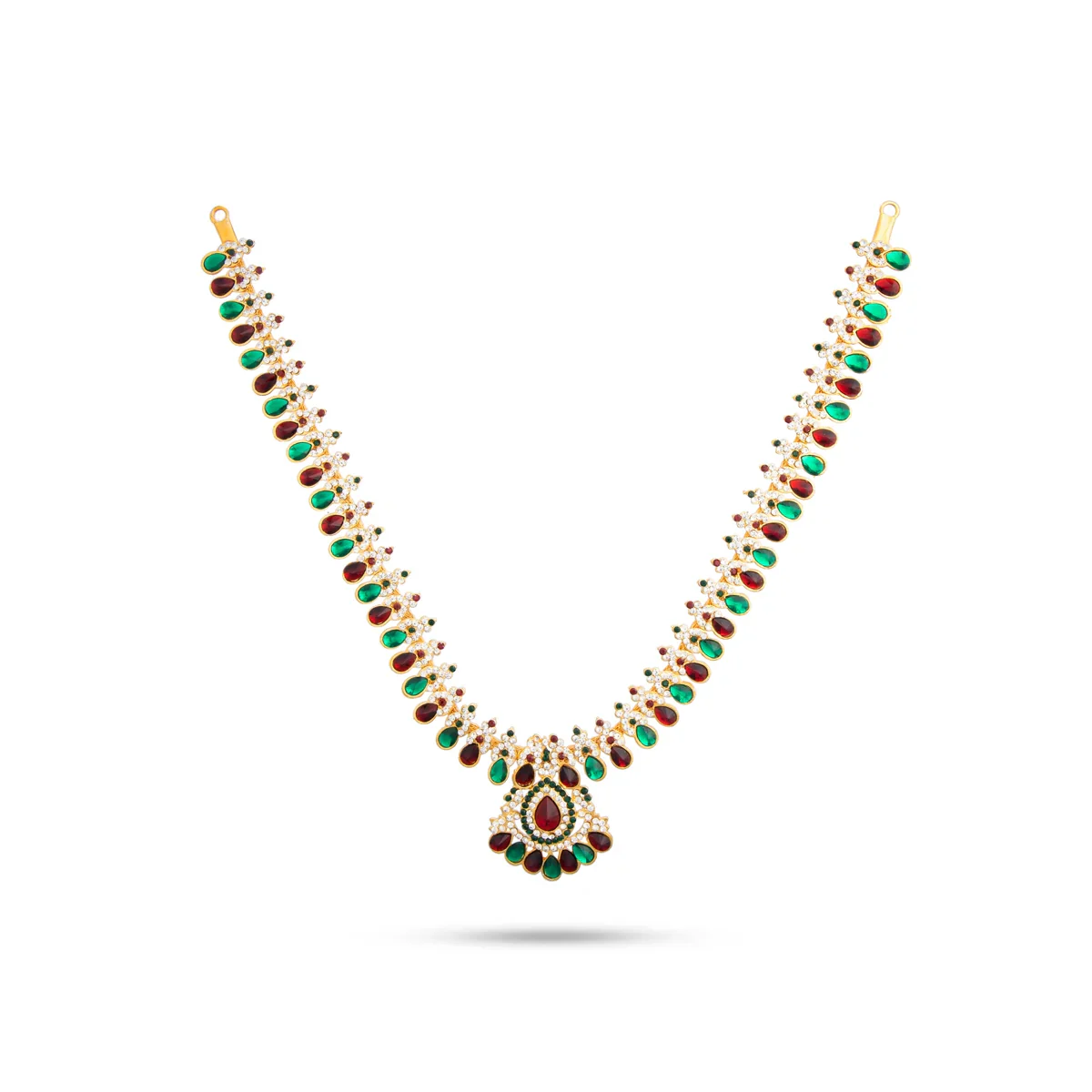 Stone Haram & Stone Necklace Set - 14 Inches | Stone Jewellery for Deity - Image 40