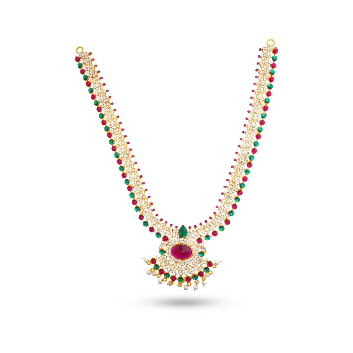 Stone Haram & Stone Necklace Set - 14 Inches | Stone Jewellery for Deity - Image 41