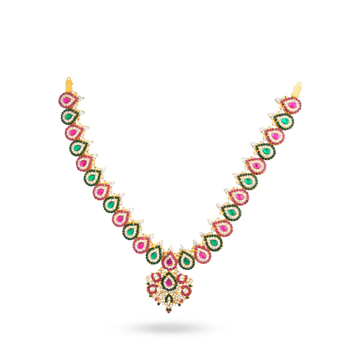 Stone Haram & Stone Necklace Set - 14 Inches | Stone Jewellery for Deity - Image 45