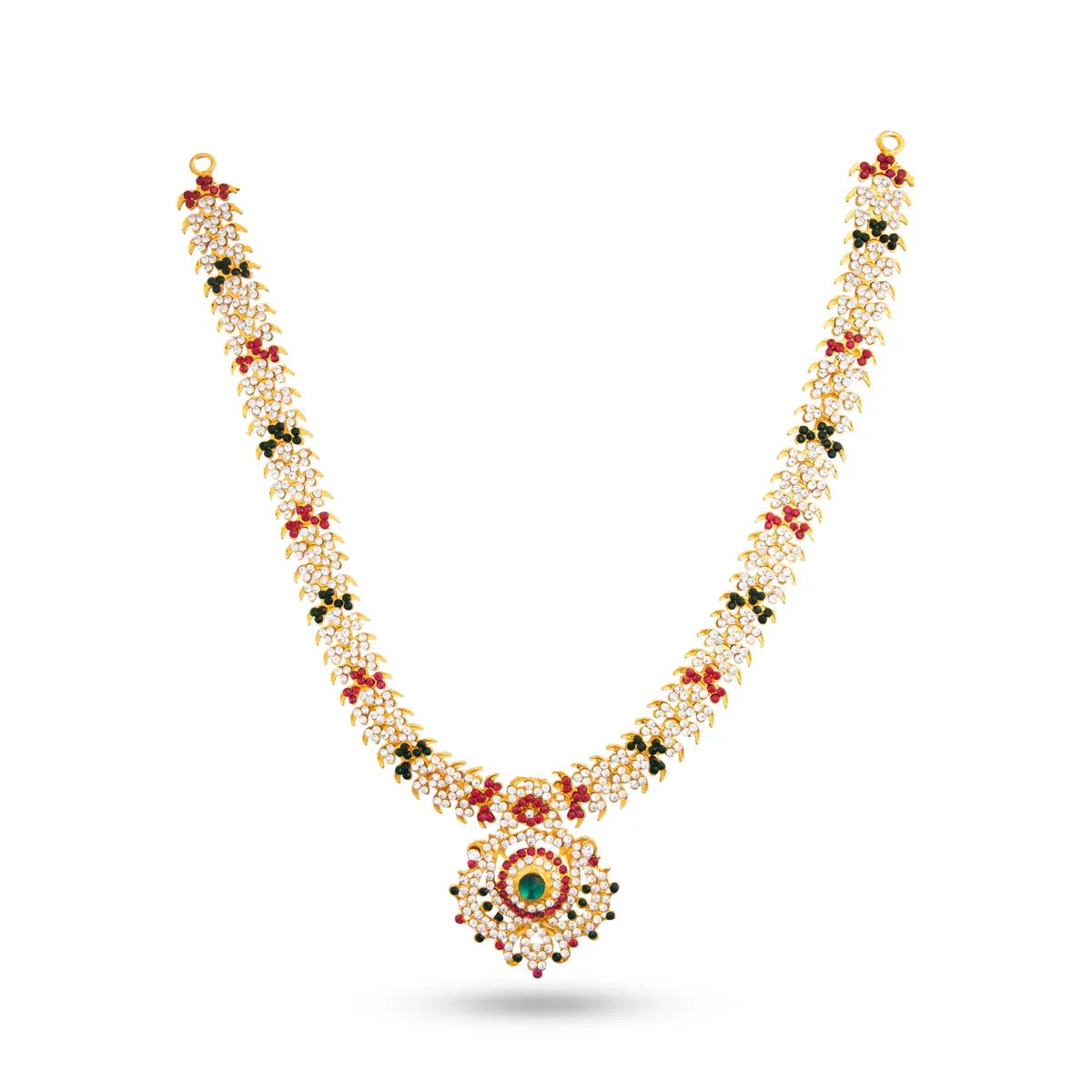 Stone Haram & Stone Necklace Set - 14 Inches | Stone Jewellery for Deity - Image 47