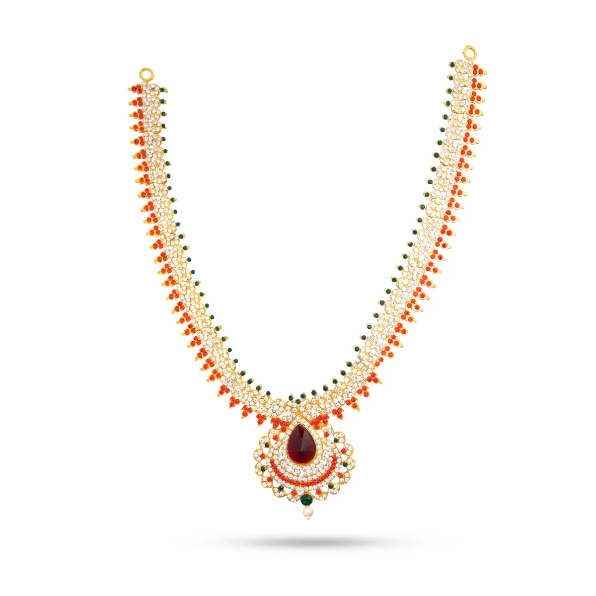 Stone Haram & Stone Necklace Set - 14 Inches | Stone Jewellery for Deity - Image 51