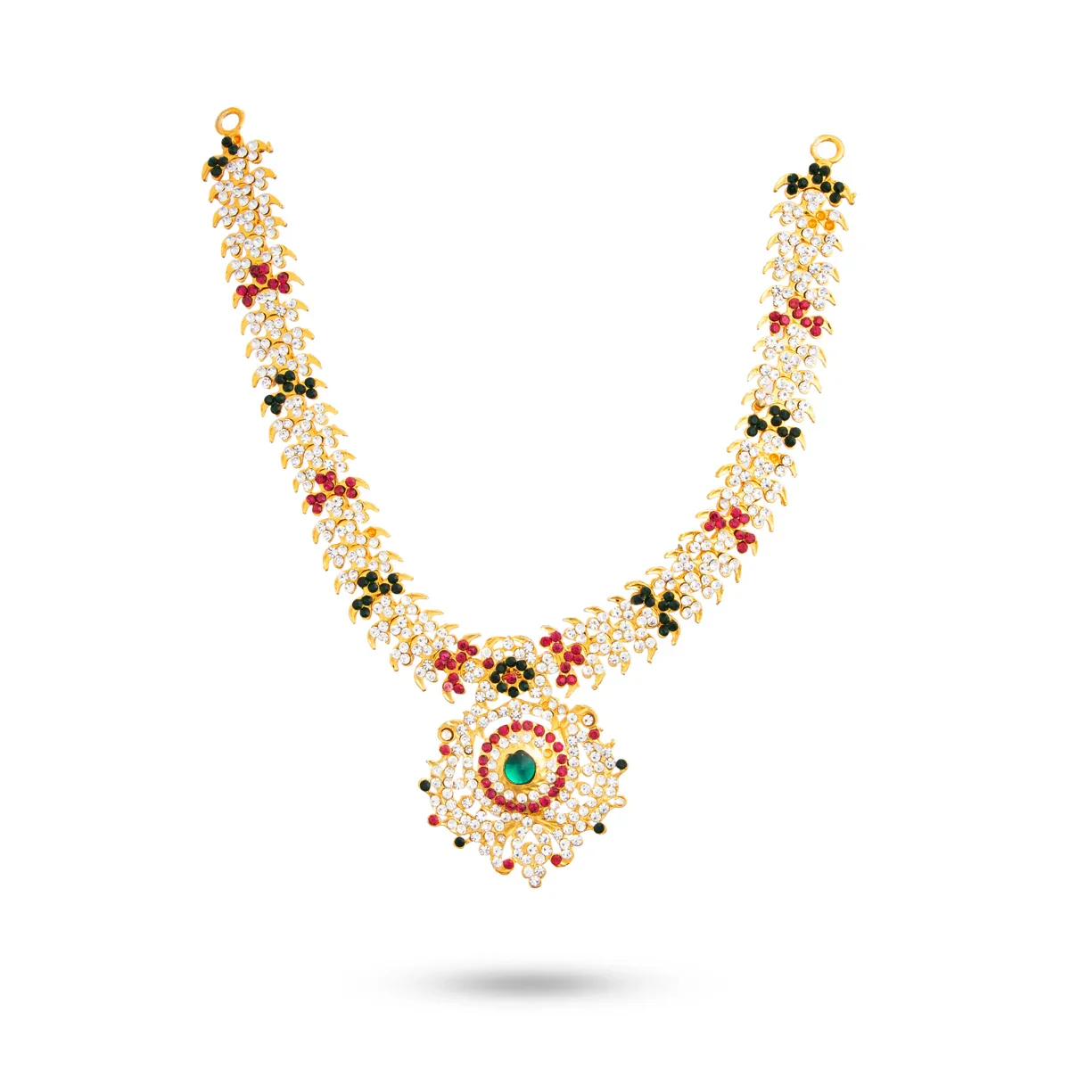 Stone Haram & Stone Necklace Set - 14 Inches | Stone Jewellery for Deity - Image 52