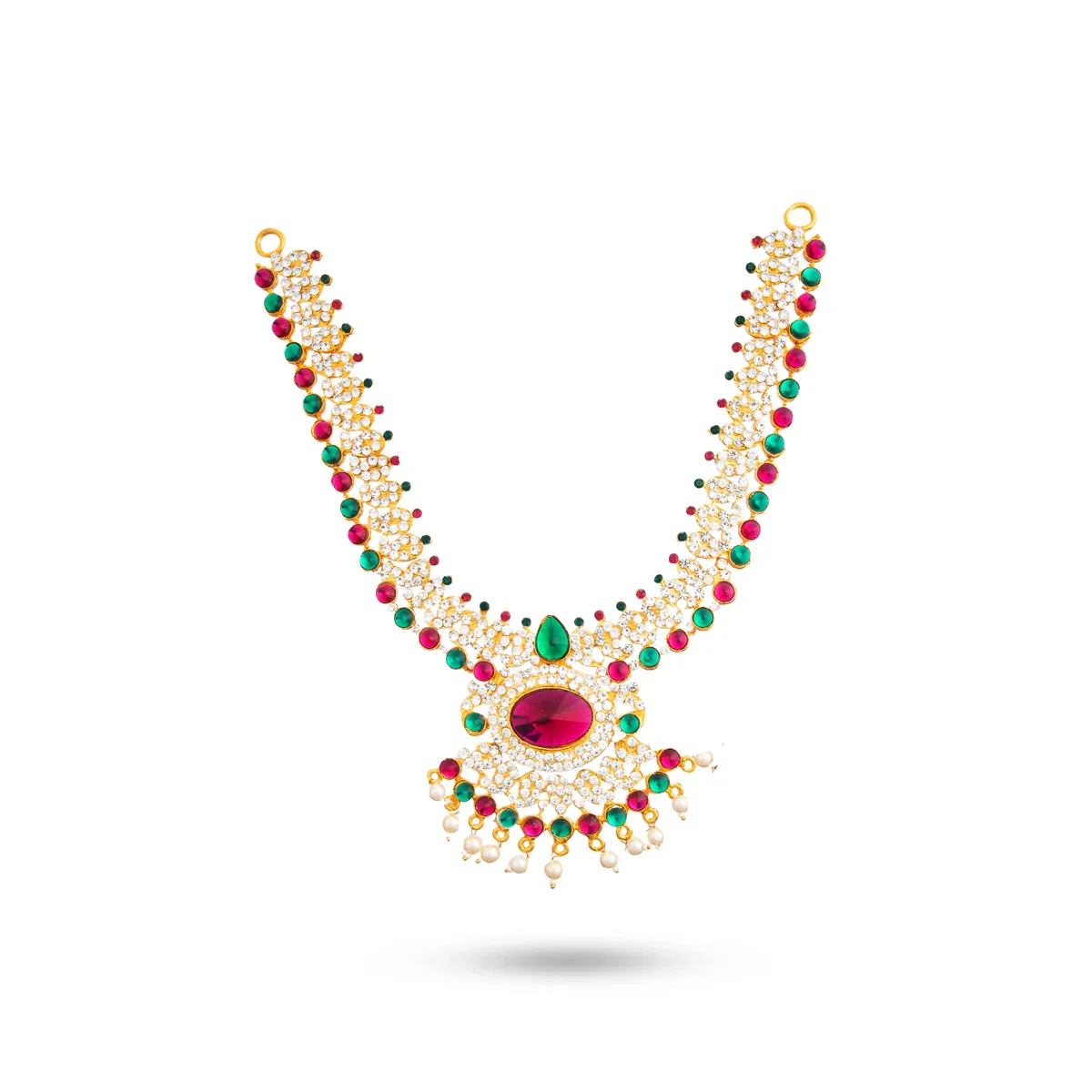 Stone Haram & Stone Necklace Set - 14 Inches | Stone Jewellery for Deity - Image 54