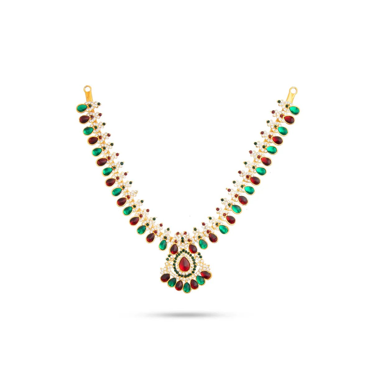 Stone Haram & Stone Necklace Set - 14 Inches | Stone Jewellery for Deity - Image 58