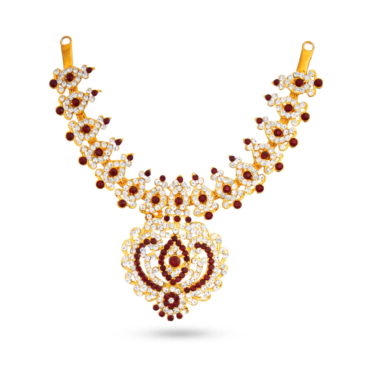 Stone Haram & Stone Necklace Set - 14 Inches | Stone Jewellery for Deity - Image 59