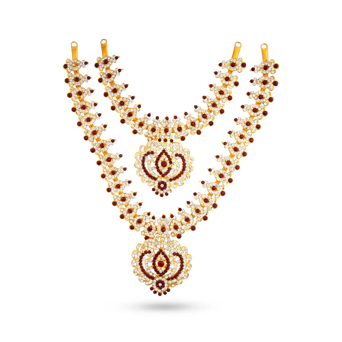 Stone Haram & Stone Necklace Set - 14 Inches | Stone Jewellery for Deity - Image 6