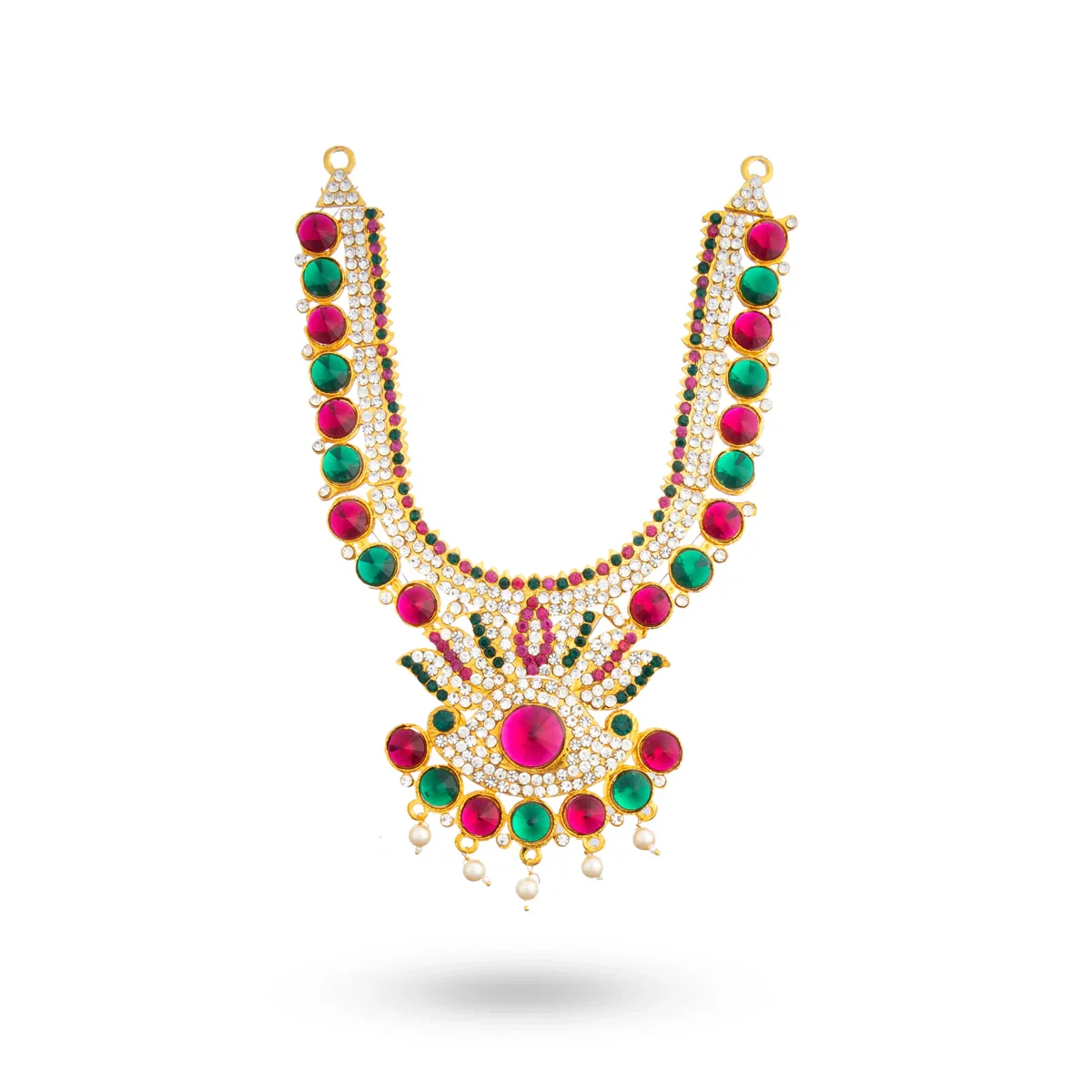 Stone Haram & Stone Necklace Set - 14 Inches | Stone Jewellery for Deity - Image 60