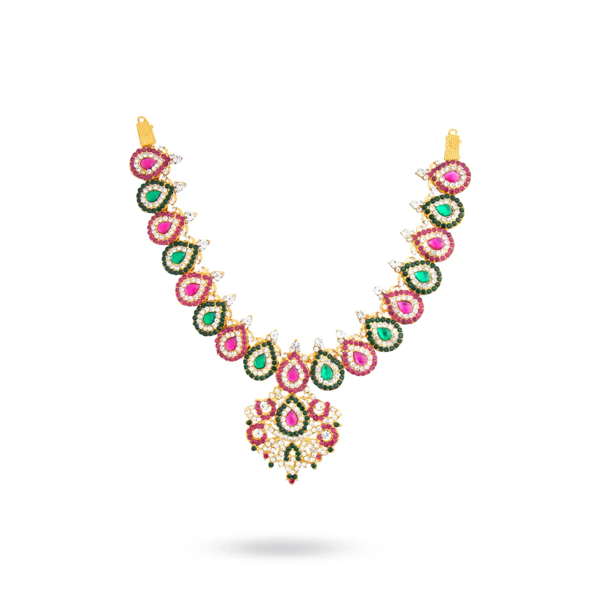 Stone Haram & Stone Necklace Set - 14 Inches | Stone Jewellery for Deity - Image 61