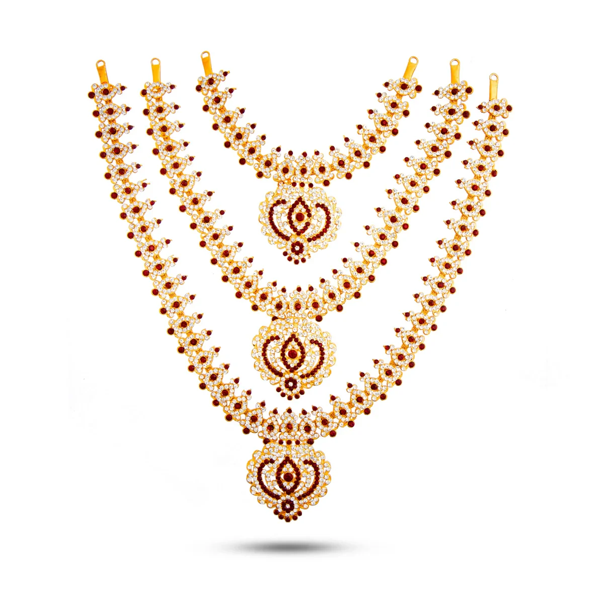 Stone Haram & Stone Necklace Set - 14 Inches | Stone Jewellery for Deity - Image 64