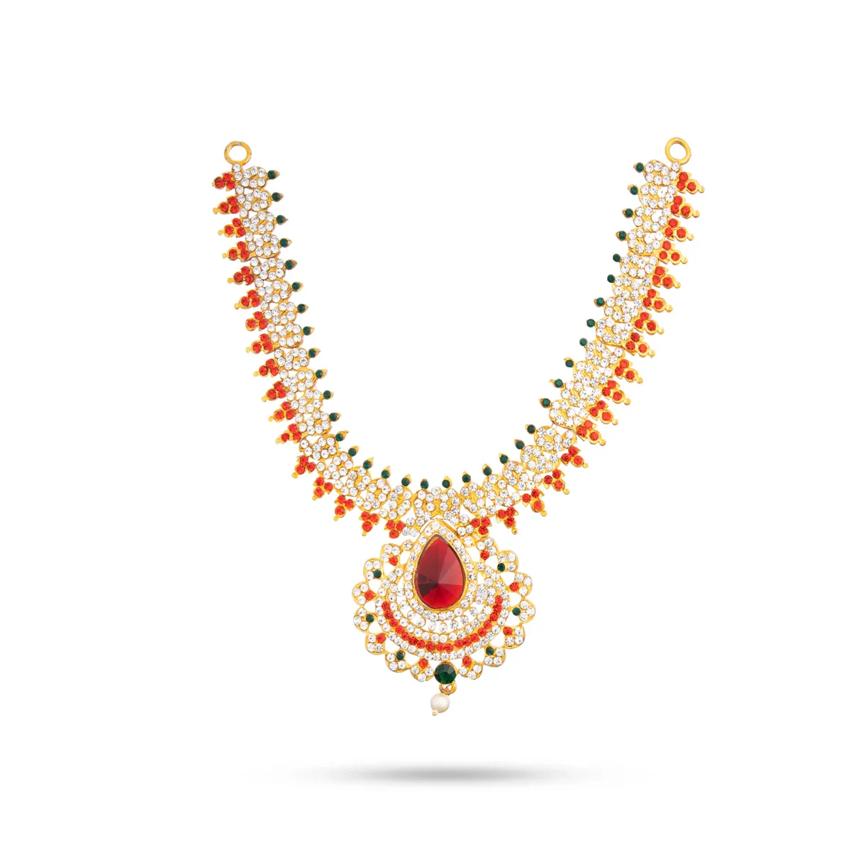 Stone Haram & Stone Necklace Set - 14 Inches | Stone Jewellery for Deity - Image 69