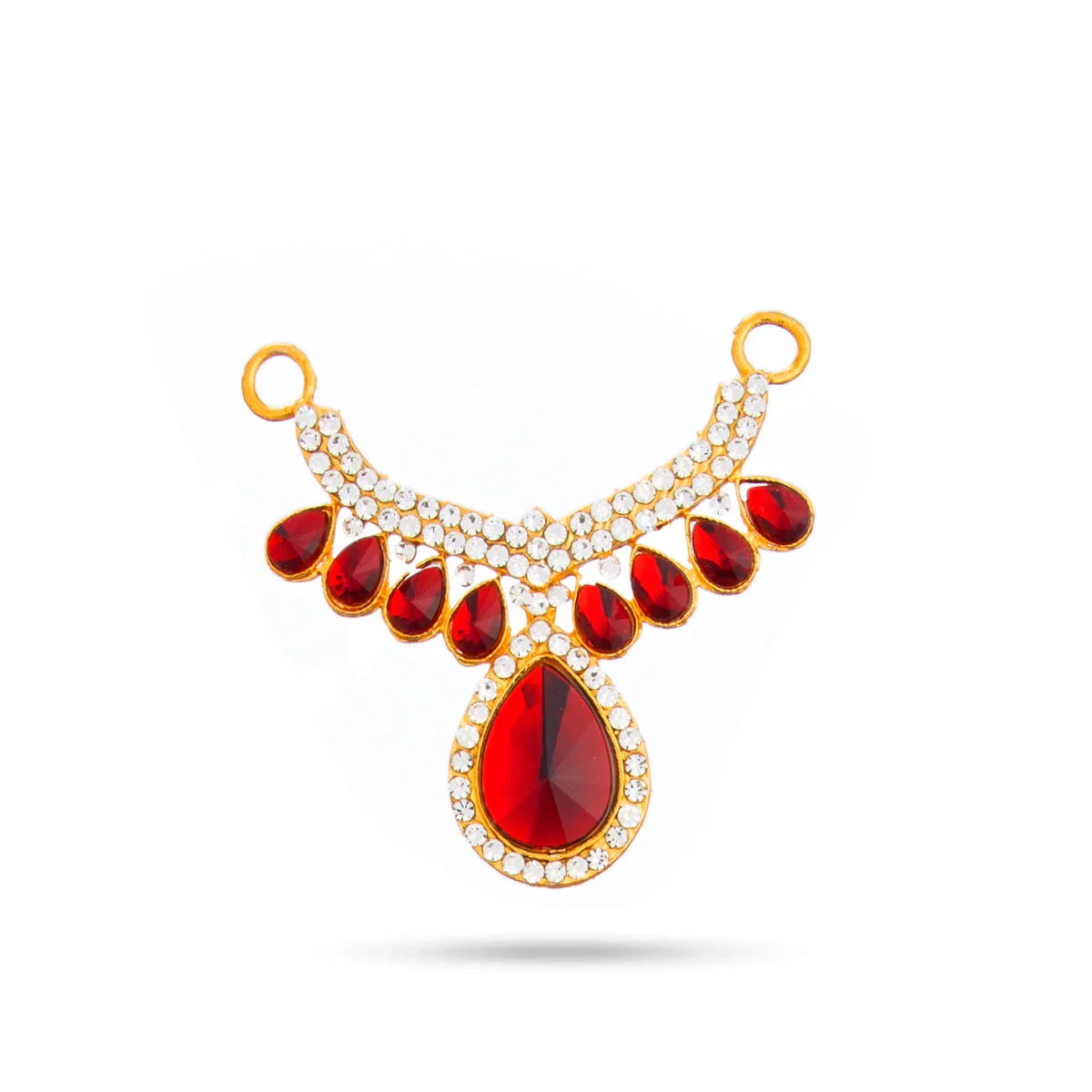 Stone Haram & Stone Necklace Set - 14 Inches | Stone Jewellery for Deity - Image 70