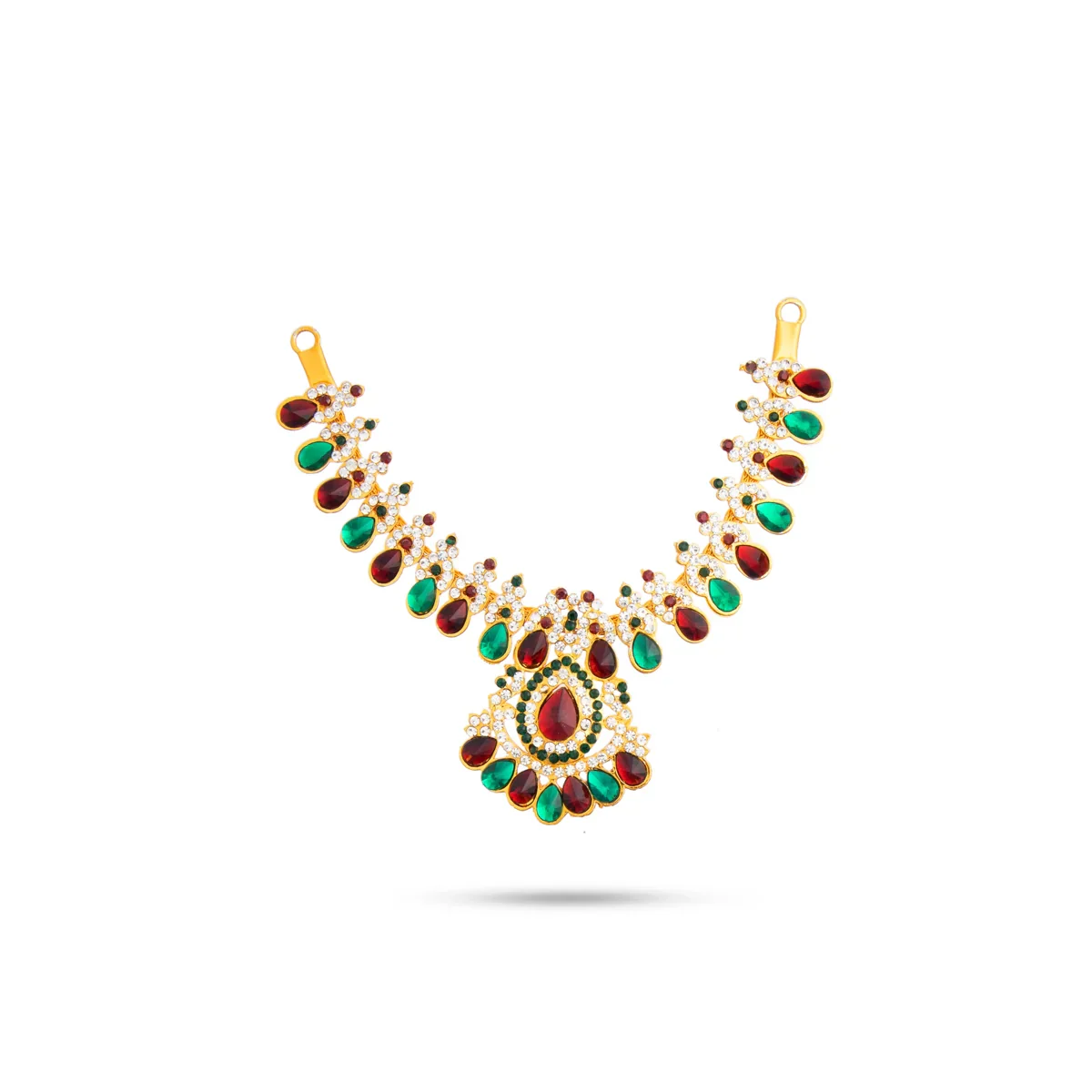 Stone Haram & Stone Necklace Set - 14 Inches | Stone Jewellery for Deity - Image 73