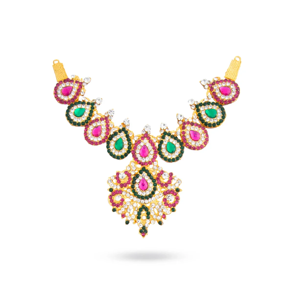 Stone Haram & Stone Necklace Set - 14 Inches | Stone Jewellery for Deity - Image 79