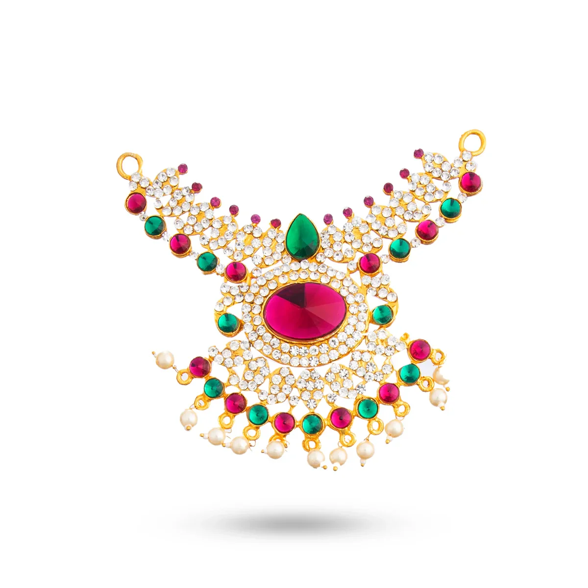 Stone Haram & Stone Necklace Set - 14 Inches | Stone Jewellery for Deity - Image 83