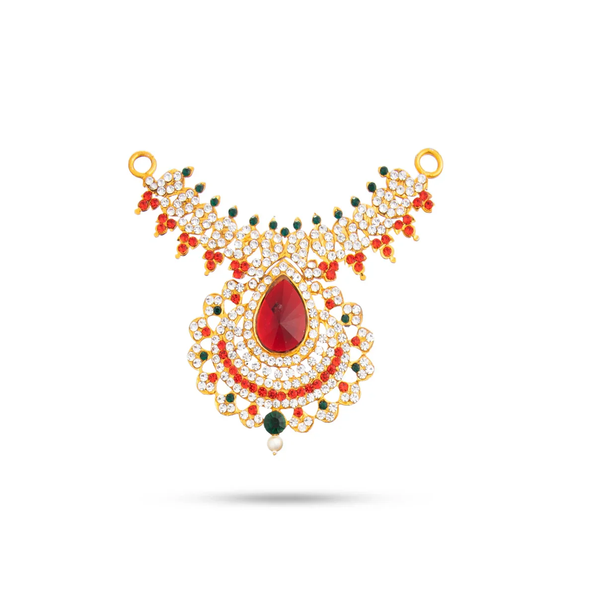 Stone Haram & Stone Necklace Set - 14 Inches | Stone Jewellery for Deity - Image 85