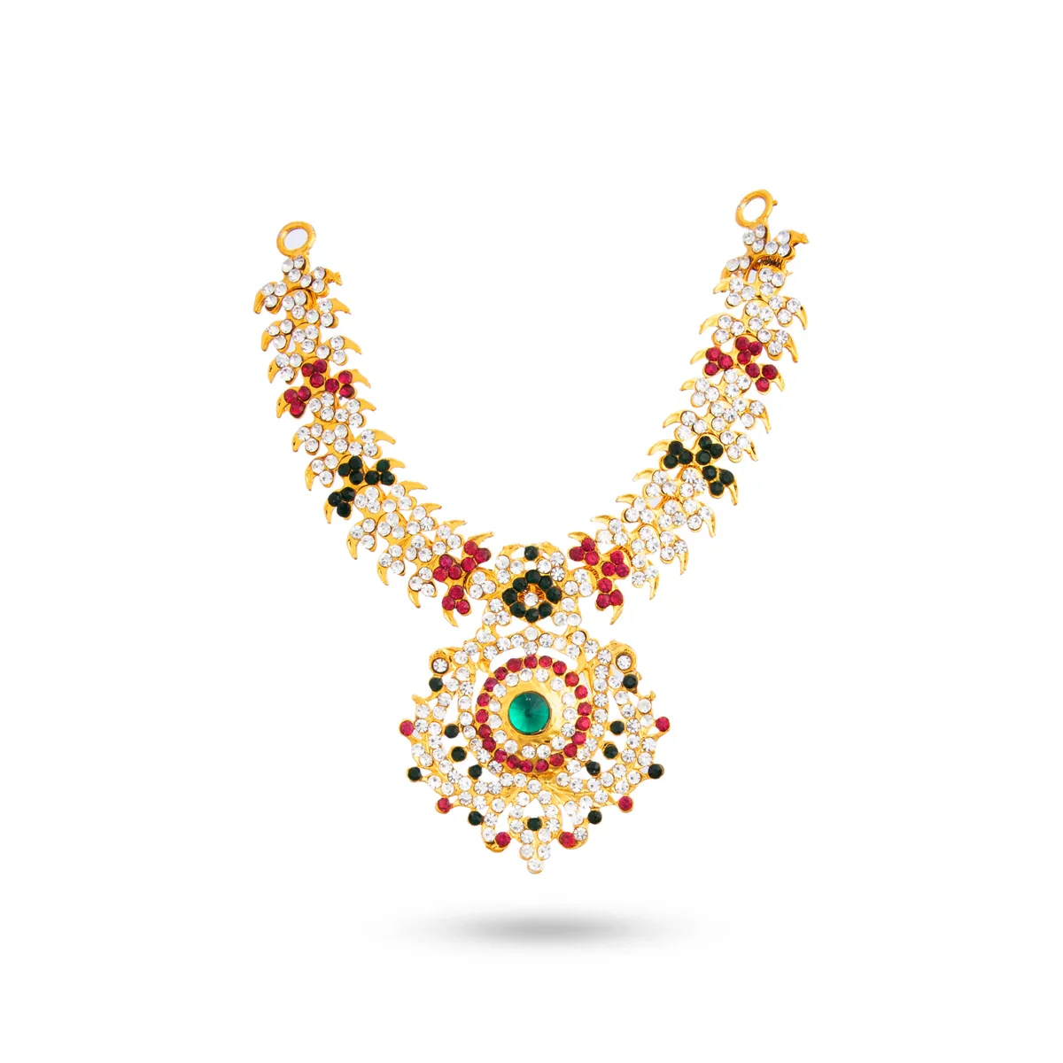Stone Haram & Stone Necklace Set - 14 Inches | Stone Jewellery for Deity - Image 89