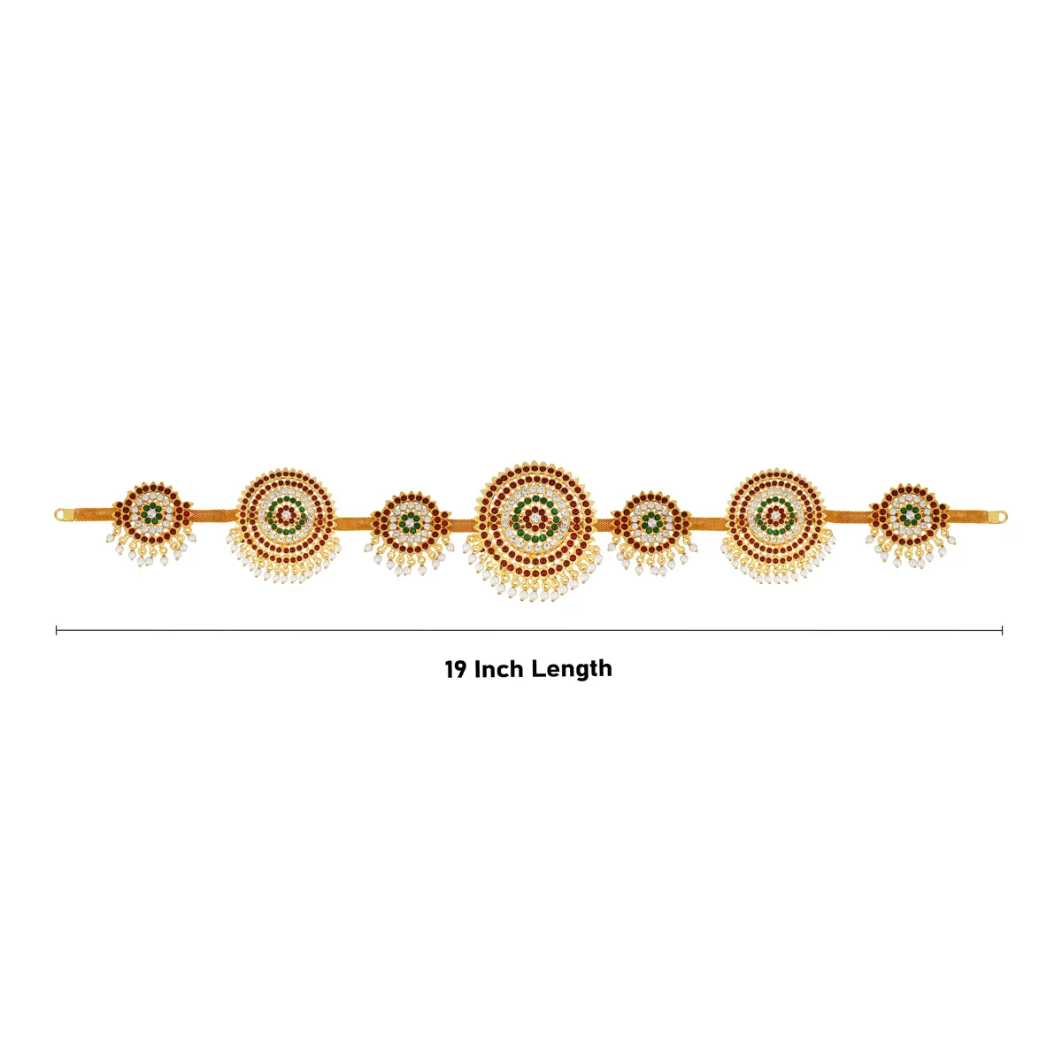 Stone Hip Belt - 19 Inches | Multicolour Stone Ottiyanam/ Waist Belt/ Stone Jewellery for Deity - Image 3