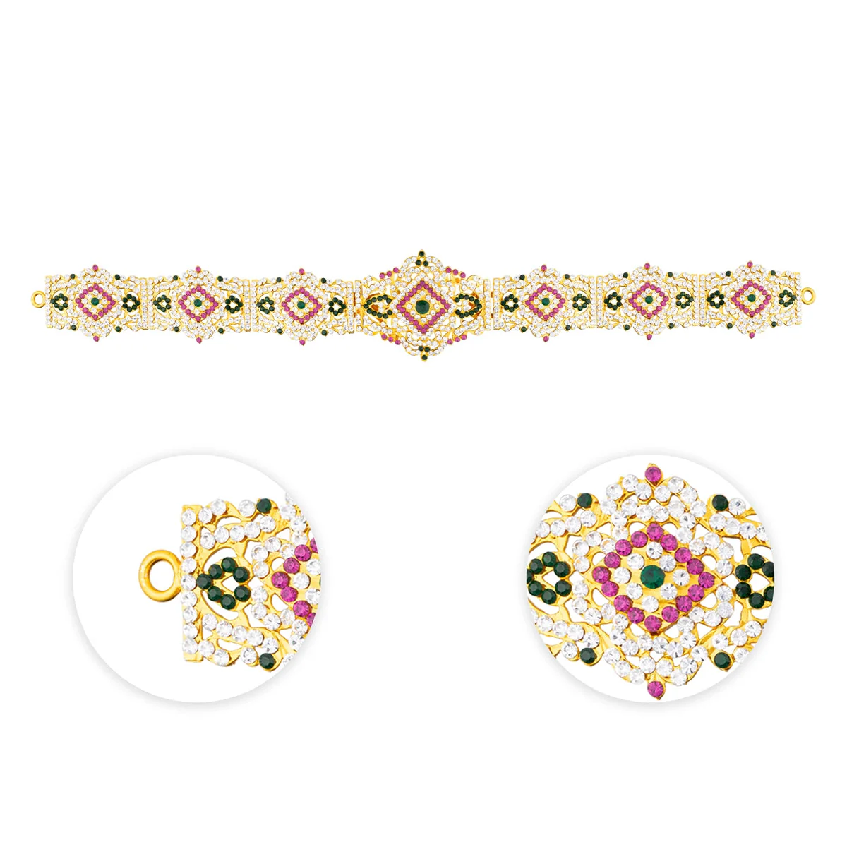 Stone Hip Belt - 3 x 15 Inches | Artificial Jewellery/ Multicolour Stone Waist Belt/ Stone Jewelry for Deity - Image 2