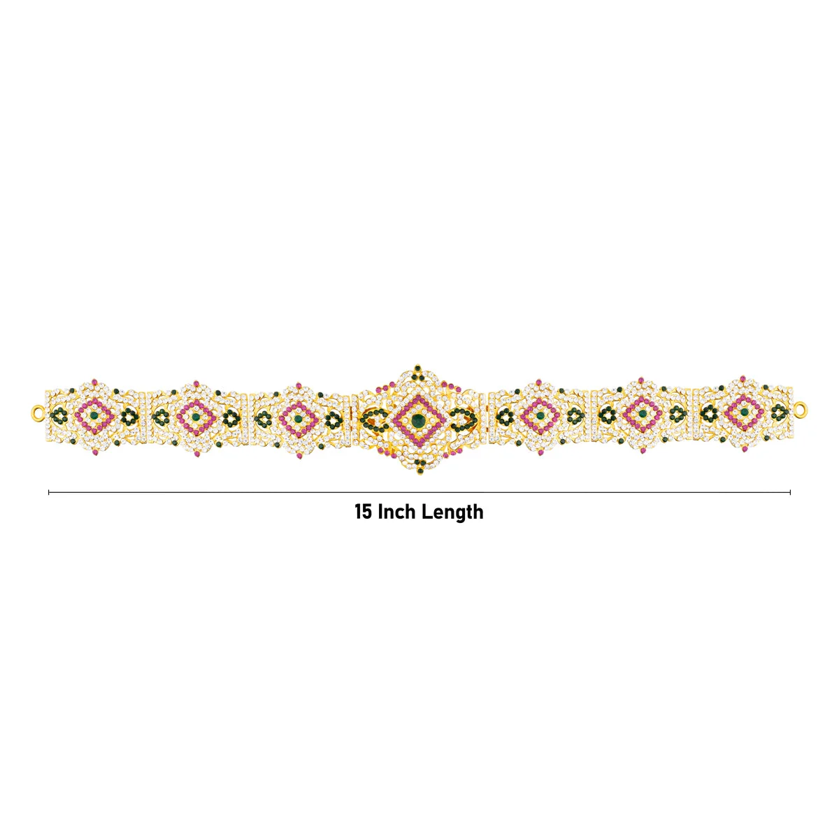 Stone Hip Belt - 3 x 15 Inches | Artificial Jewellery/ Multicolour Stone Waist Belt/ Stone Jewelry for Deity - Image 3