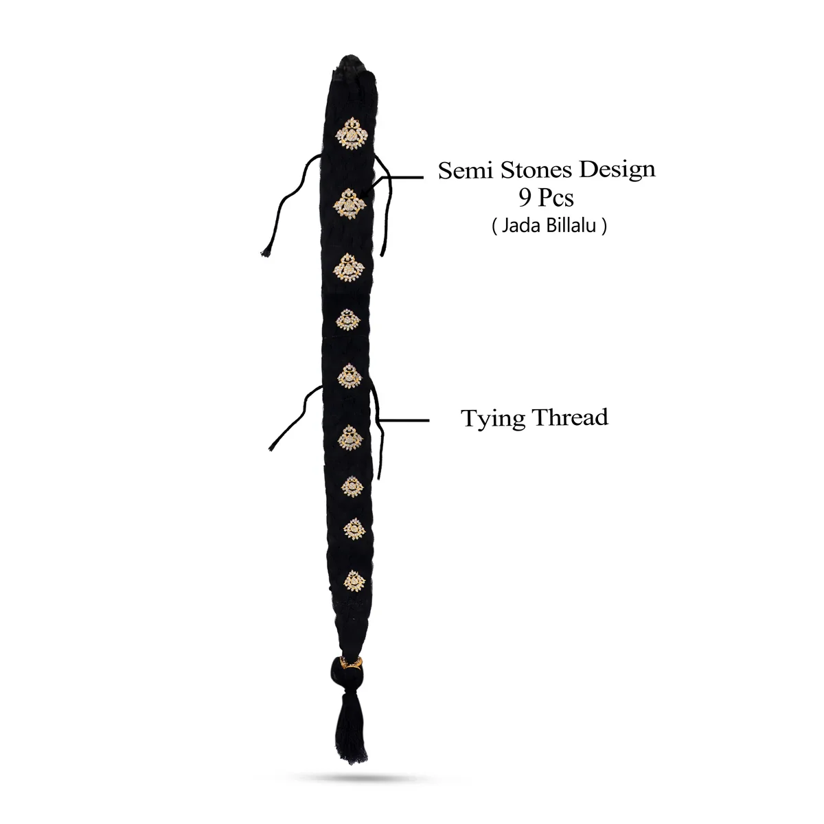 Stone Jadai - 33 Inches | 9 Bits Stone Jewellery/ Hair Accessory for Deity Decor - Image 3