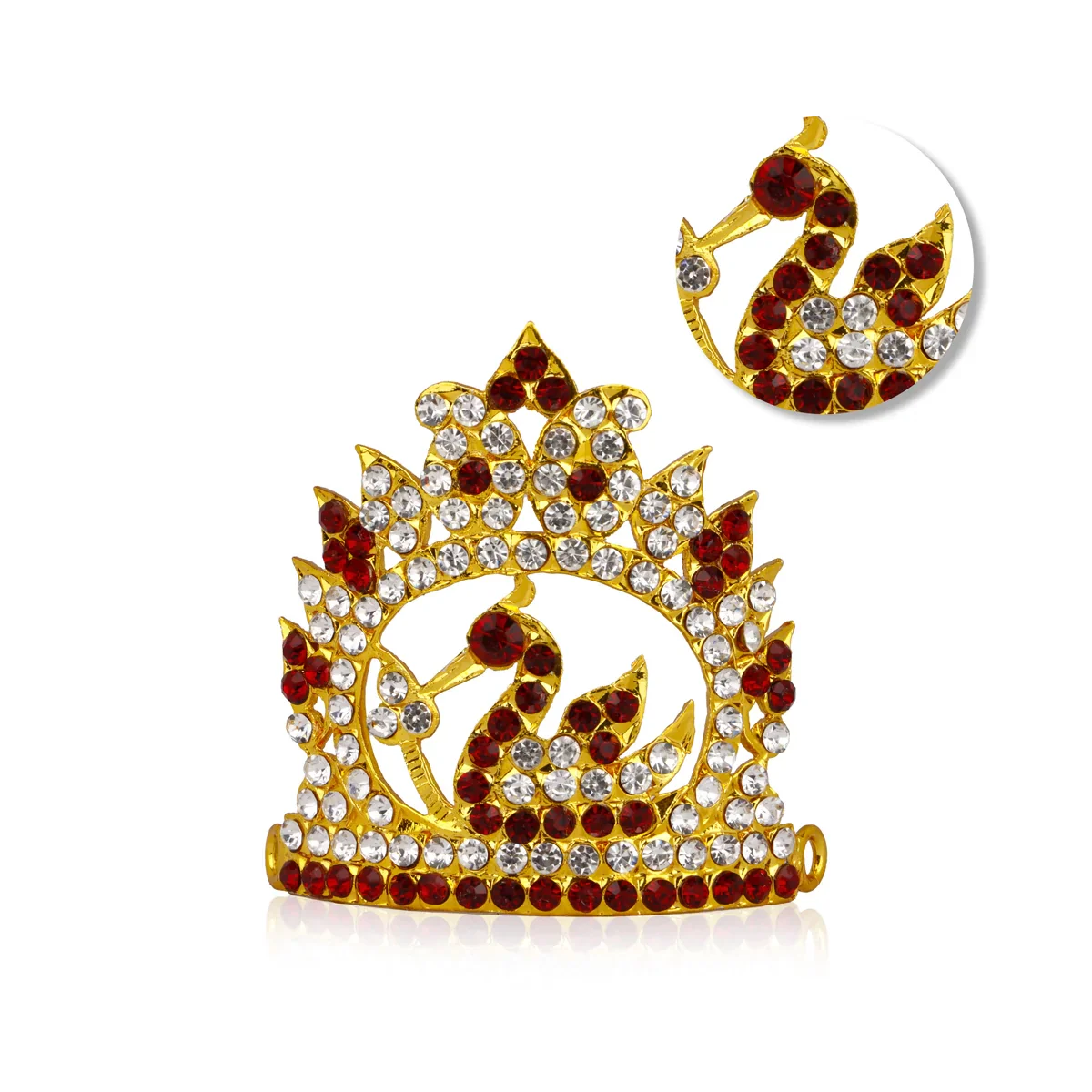Stone Kireedam - 2.25 x 2 Inches | Multi Colour Stone Half Mukut/ Gold Plated Deity Jewellery - Image 2