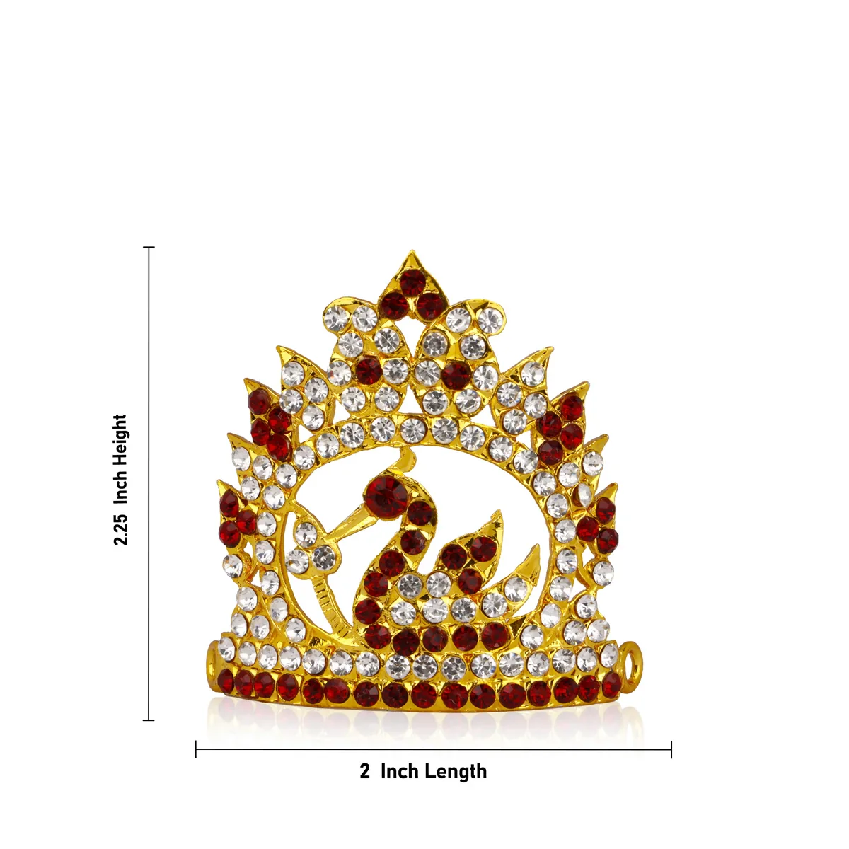 Stone Kireedam - 2.25 x 2 Inches | Multi Colour Stone Half Mukut/ Gold Plated Deity Jewellery - Image 3