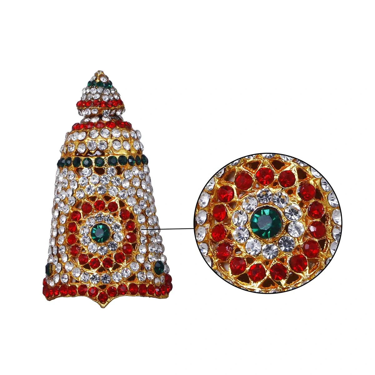 Stone Kireedam - 2.75 x 1.5 Inches | Stone Mukut/ Multicolour Stone Crown for Deity - Image 2