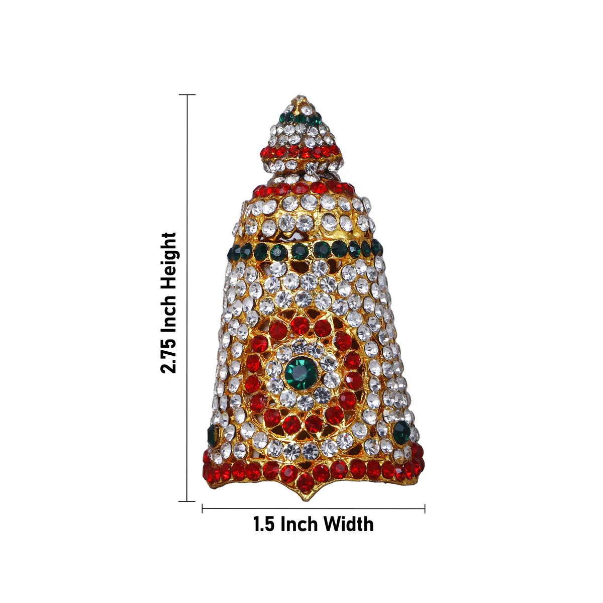 Stone Kireedam - 2.75 x 1.5 Inches | Stone Mukut/ Multicolour Stone Crown for Deity - Image 4