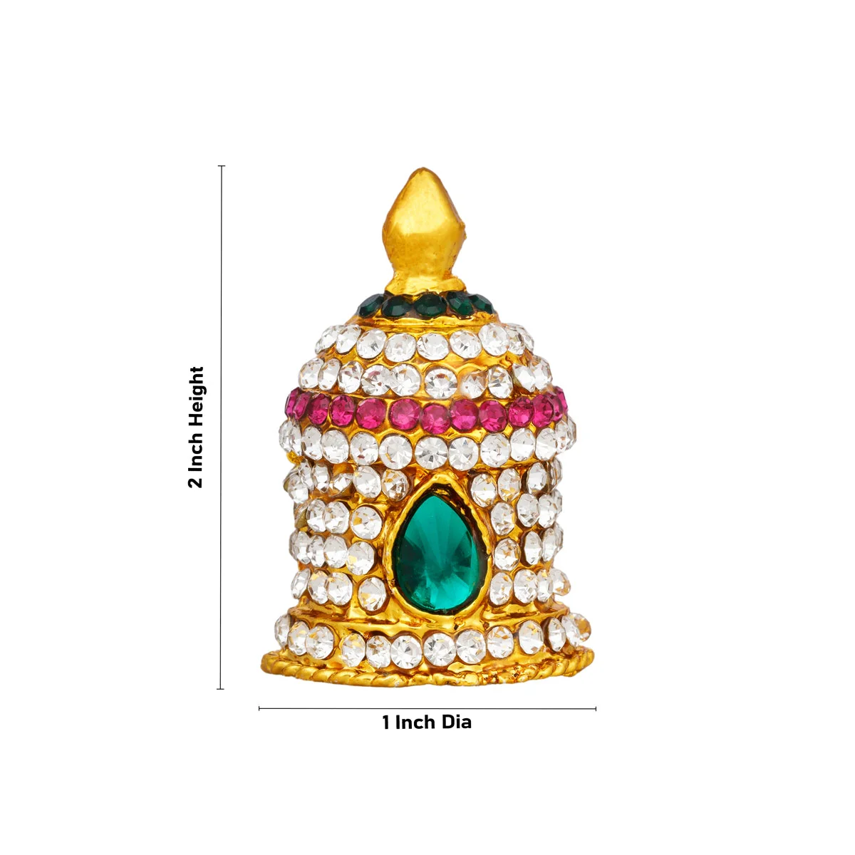 Stone Kireedam - 2 x 1 Inches | Round Stone Crown/ Multicolour Stone Kiridam for Deity Decor - Image 4