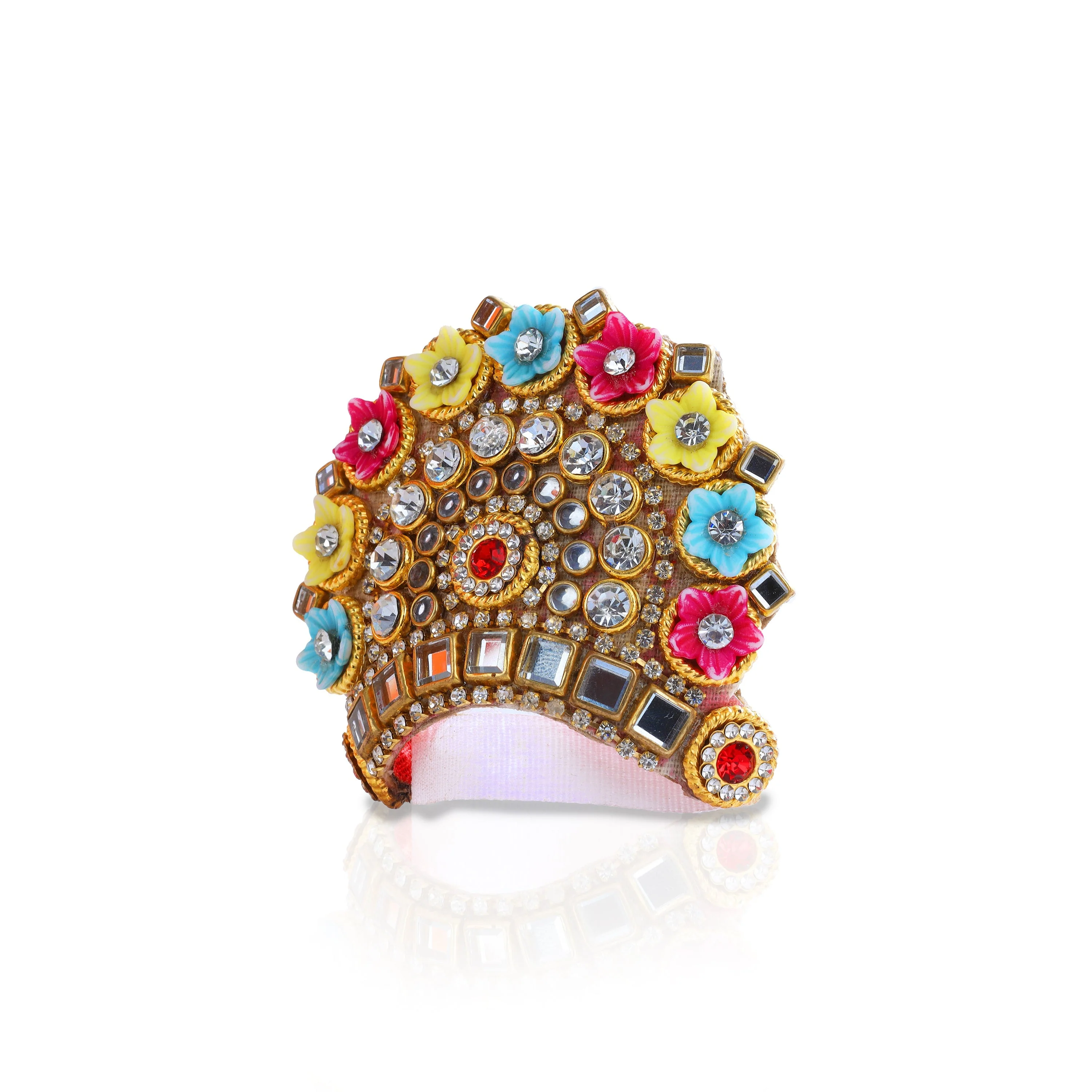 Stone Kireedam - 2 X 2.75 Inches | Laddu Gopal Mukut/ Stone Crown/ Kireetam For Deity Decor - Image 2