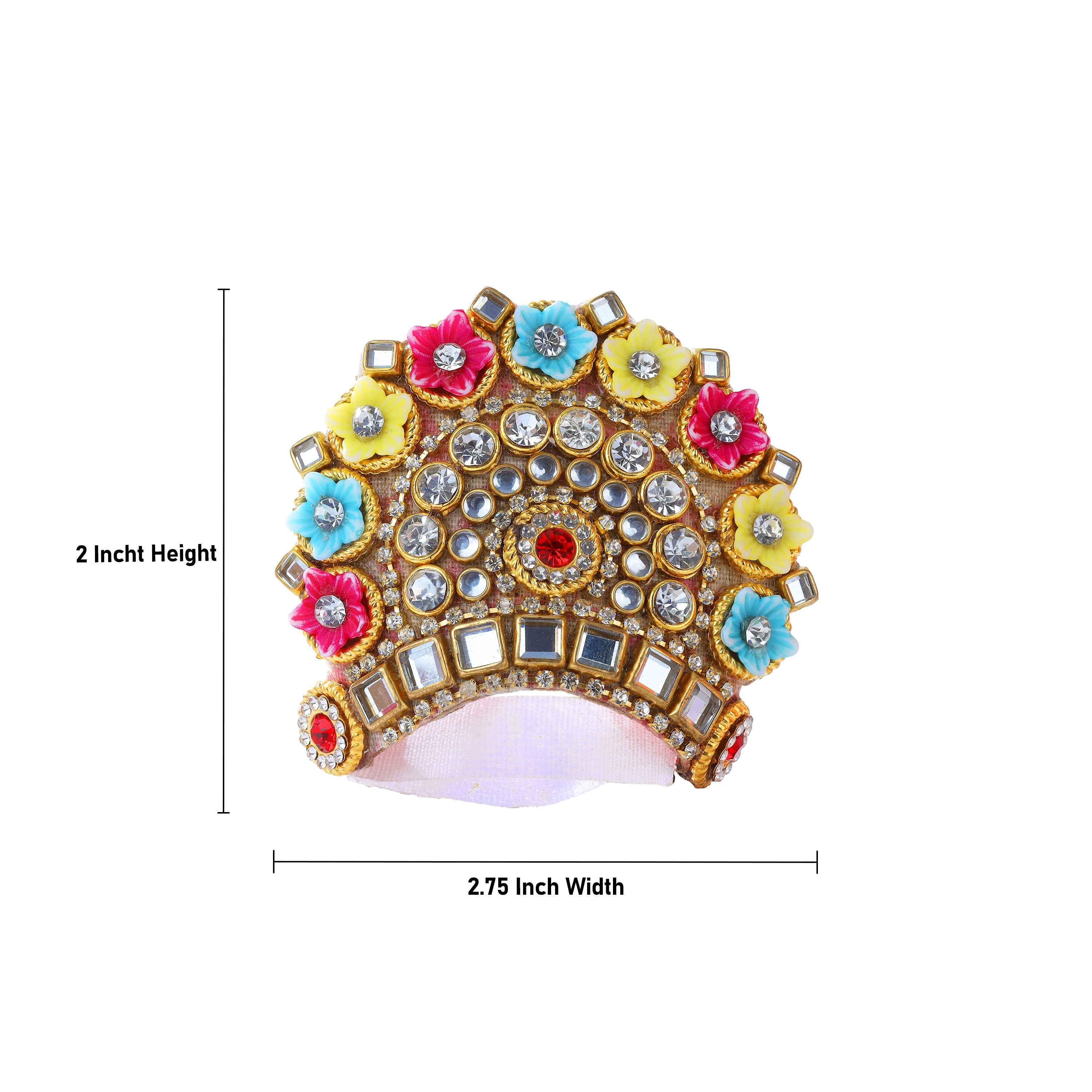 Stone Kireedam - 2 X 2.75 Inches | Laddu Gopal Mukut/ Stone Crown/ Kireetam For Deity Decor - Image 3