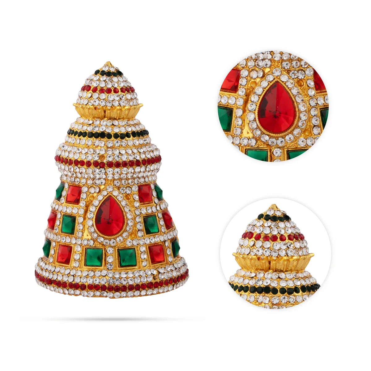 Stone Kireedam - 3.5 x 2 Inches | Half Mukut/ Crown/ Stone Jewellery for Deity - Image 5