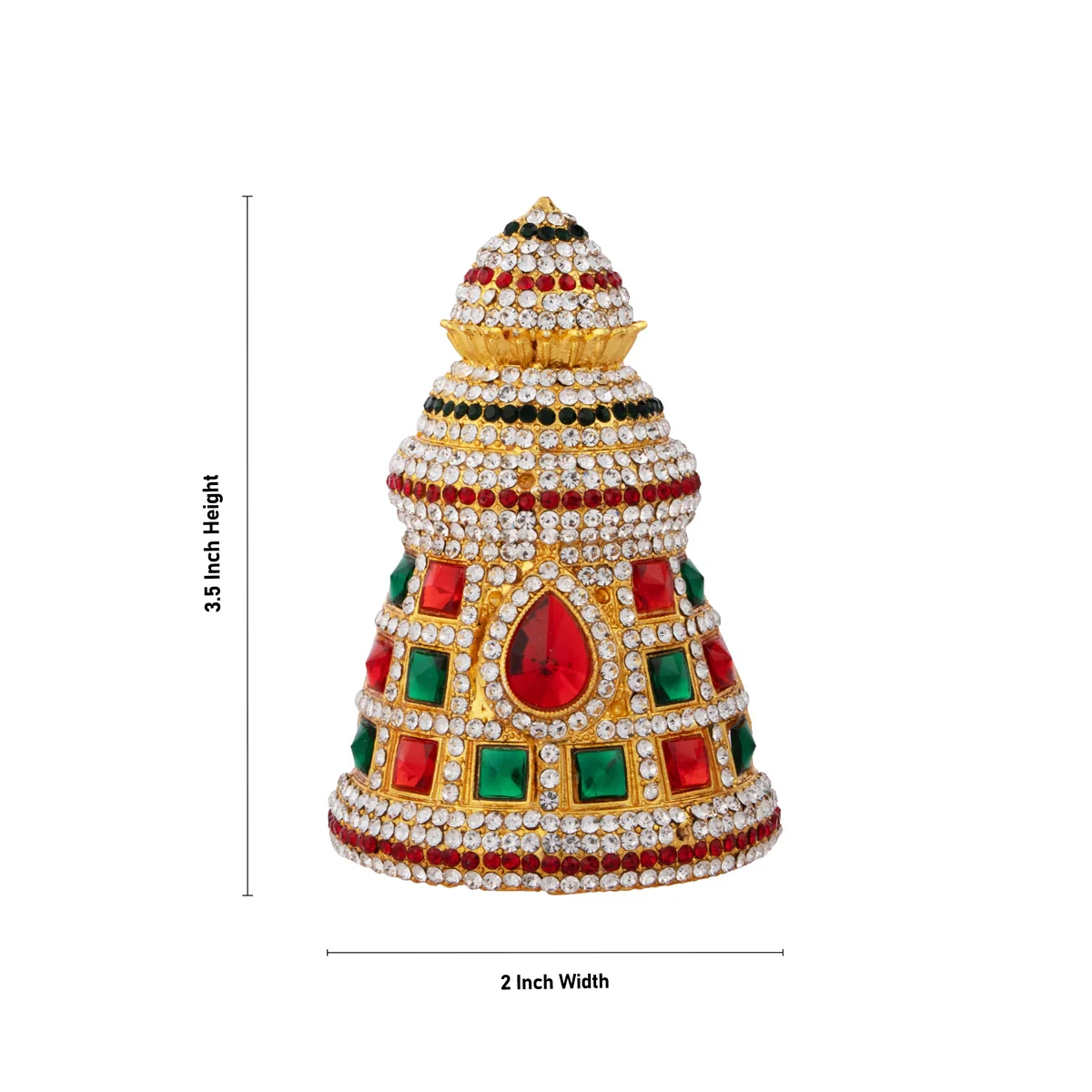 Stone Kireedam - 3.5 x 2 Inches | Half Mukut/ Crown/ Stone Jewellery for Deity - Image 6