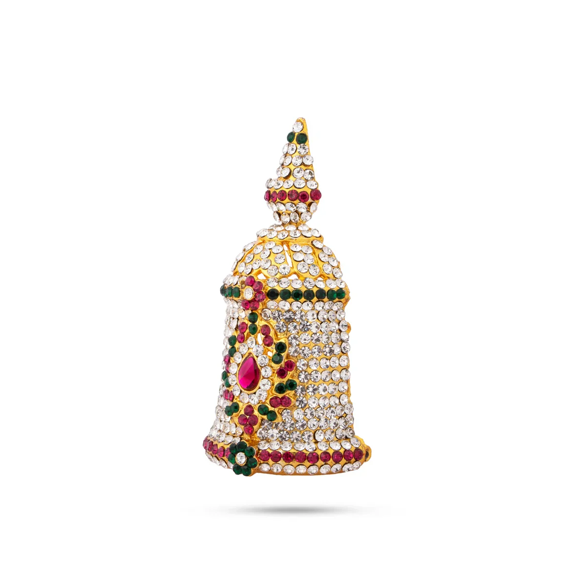 Stone Kireedam - 3 x 2.75 Inches | Multi Colour Stone Jewellery/ Gold Plated Half Mukut for Deity - Image 2