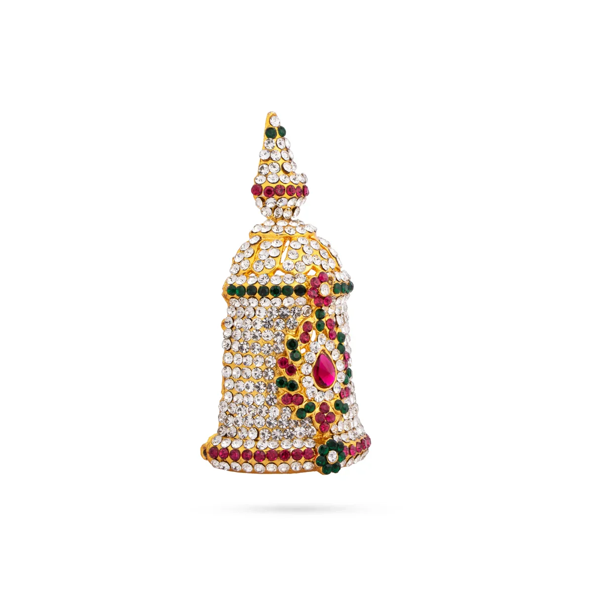 Stone Kireedam - 3 x 2.75 Inches | Multi Colour Stone Jewellery/ Gold Plated Half Mukut for Deity - Image 3