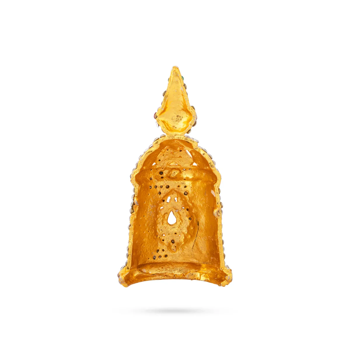 Stone Kireedam - 3 x 2.75 Inches | Multi Colour Stone Jewellery/ Gold Plated Half Mukut for Deity - Image 4