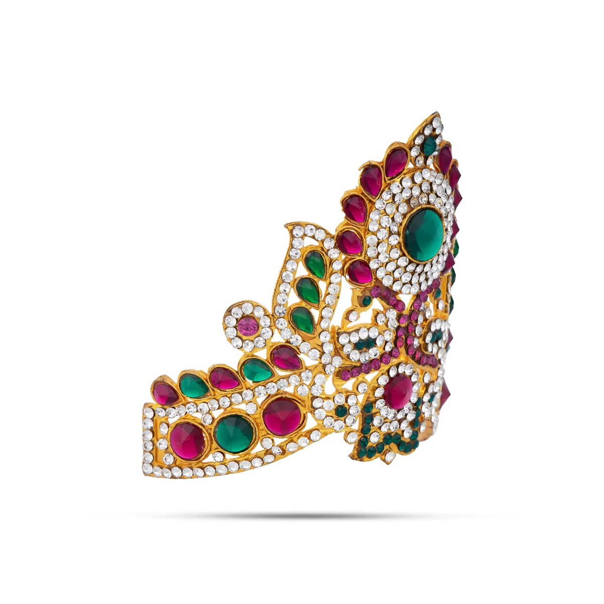 Stone Kireedam - 4.25 x 4 Inches | Half Mukut/ Crown/ Stone Jewellery for Deity - Image 2