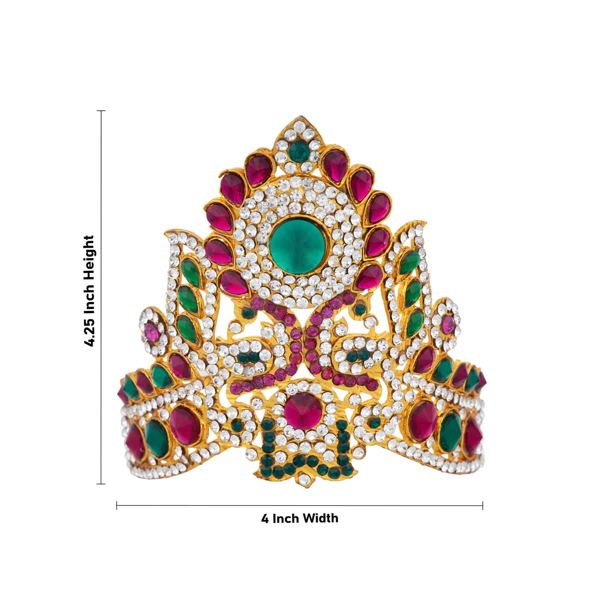 Stone Kireedam - 4.25 x 4 Inches | Half Mukut/ Crown/ Stone Jewellery for Deity - Image 6
