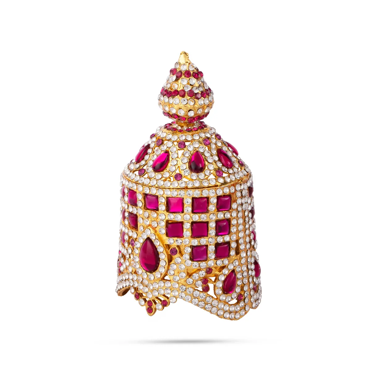 Stone Kireedam - 2.5 x 2.5 Inches | Full Round Mukut/ Crown/ Stone Jewellery for Deity - Image 2