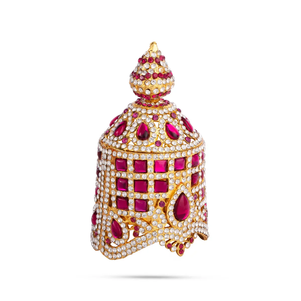 Stone Kireedam - 2.5 x 2.5 Inches | Full Round Mukut/ Crown/ Stone Jewellery for Deity - Image 3