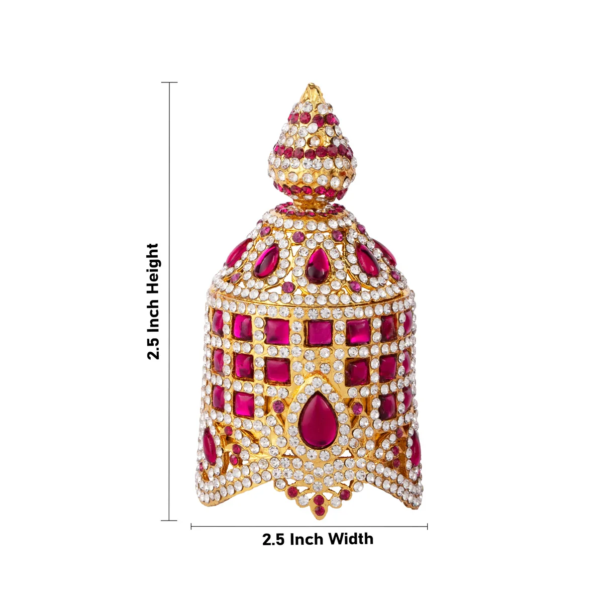 Stone Kireedam - 2.5 x 2.5 Inches | Full Round Mukut/ Crown/ Stone Jewellery for Deity - Image 5