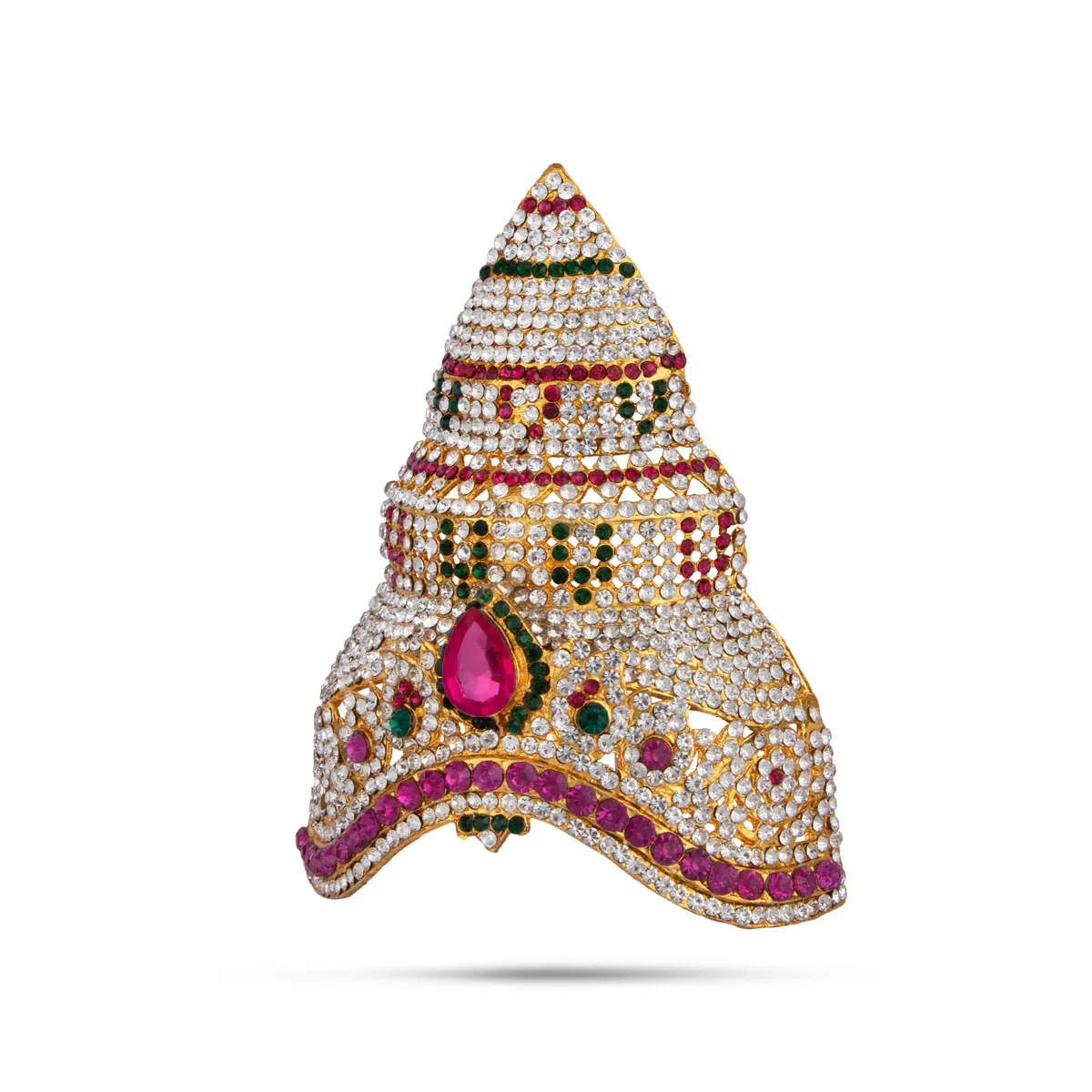 Stone Kireedam - 5.5 x 4 Inches | Half Mukut/ Crown/ Stone Jewellery for Deity - Image 2