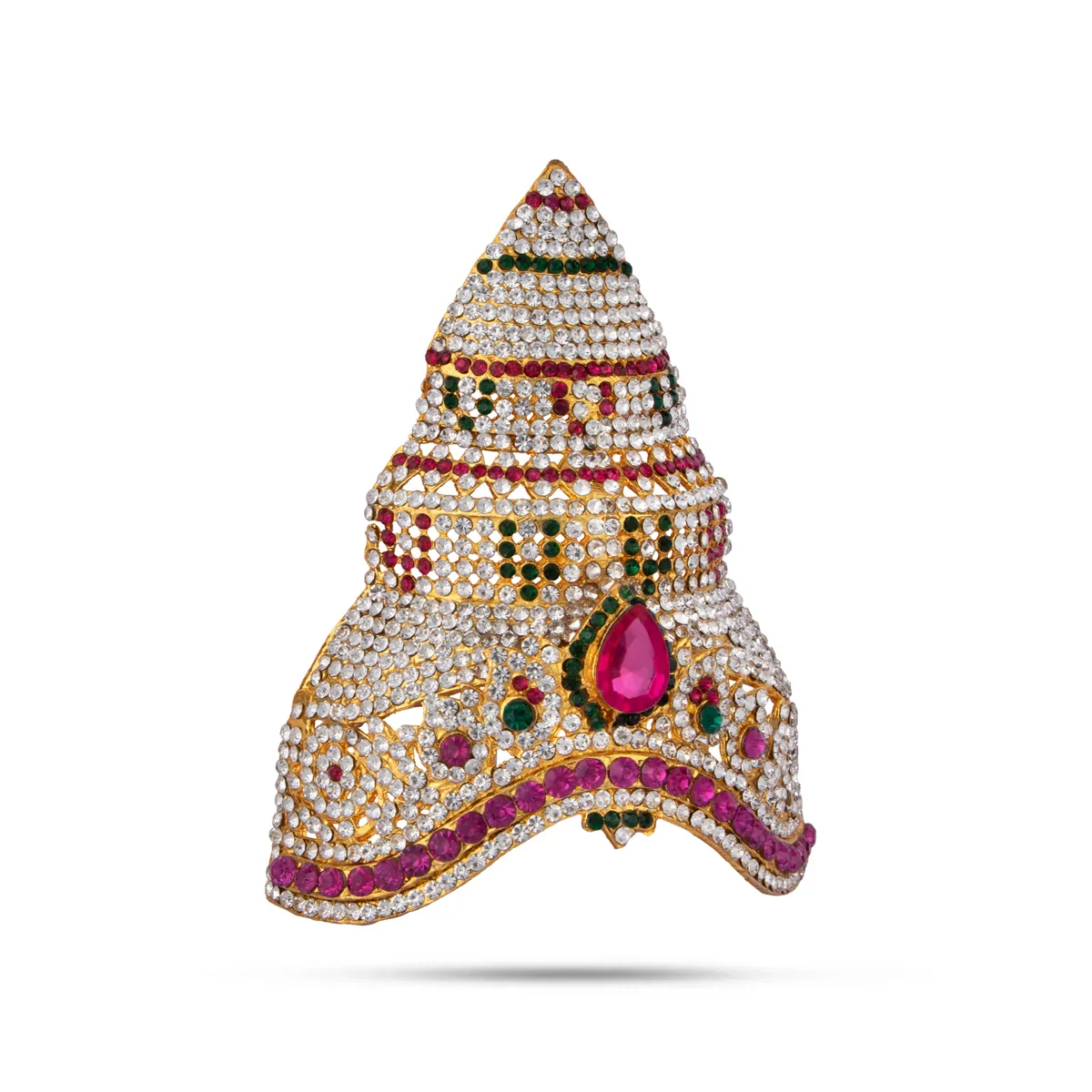 Stone Kireedam - 5.5 x 4 Inches | Half Mukut/ Crown/ Stone Jewellery for Deity - Image 3