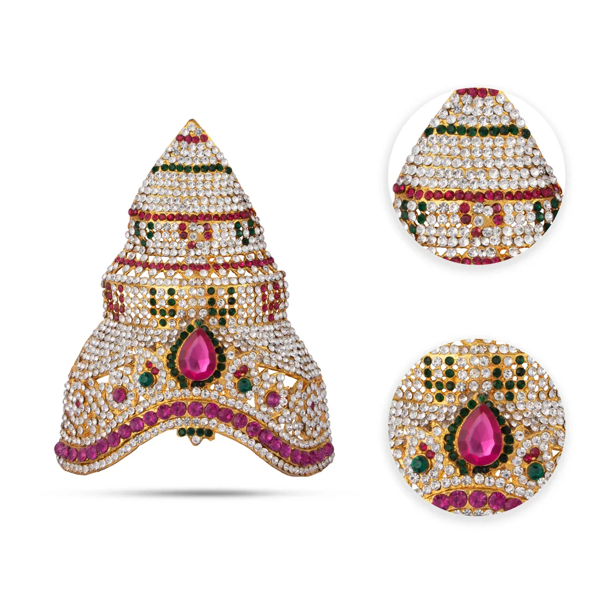 Stone Kireedam - 5.5 x 4 Inches | Half Mukut/ Crown/ Stone Jewellery for Deity - Image 4