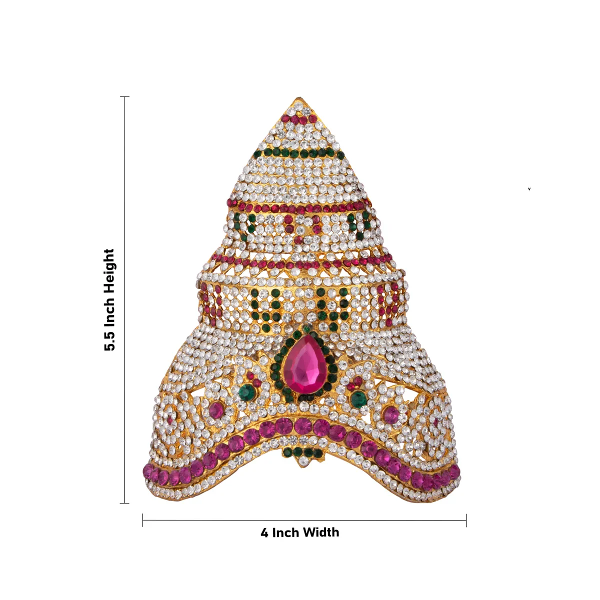 Stone Kireedam - 5.5 x 4 Inches | Half Mukut/ Crown/ Stone Jewellery for Deity - Image 6