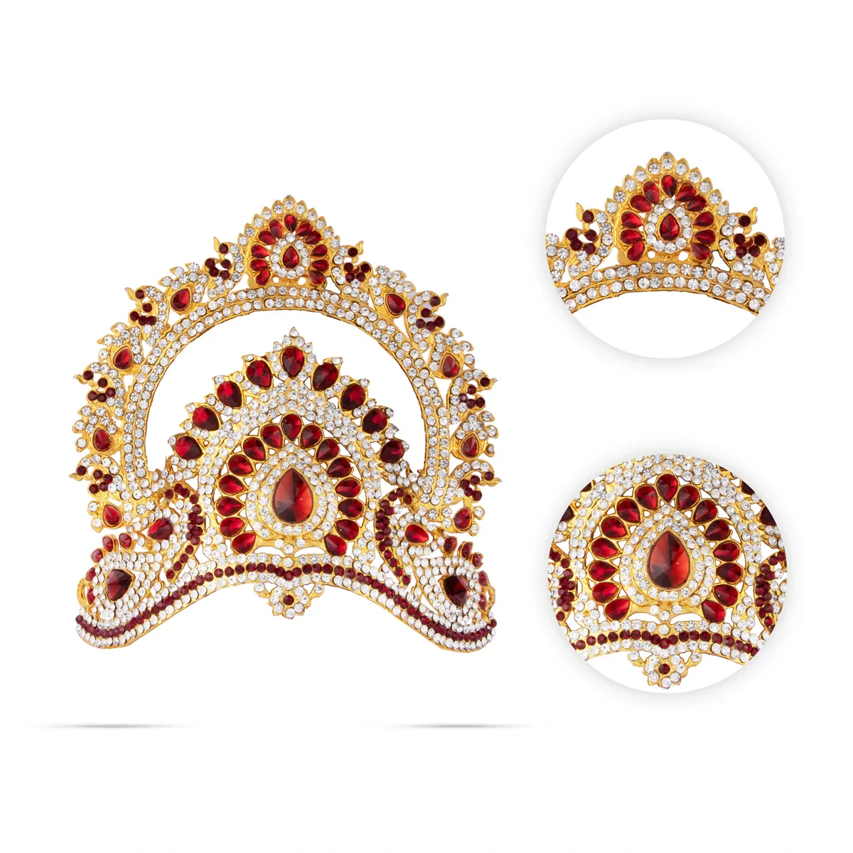 Stone Kireedam - 5 Inches | Half Mukut/ Crown/ Stone Jewellery for Deity - Image 13