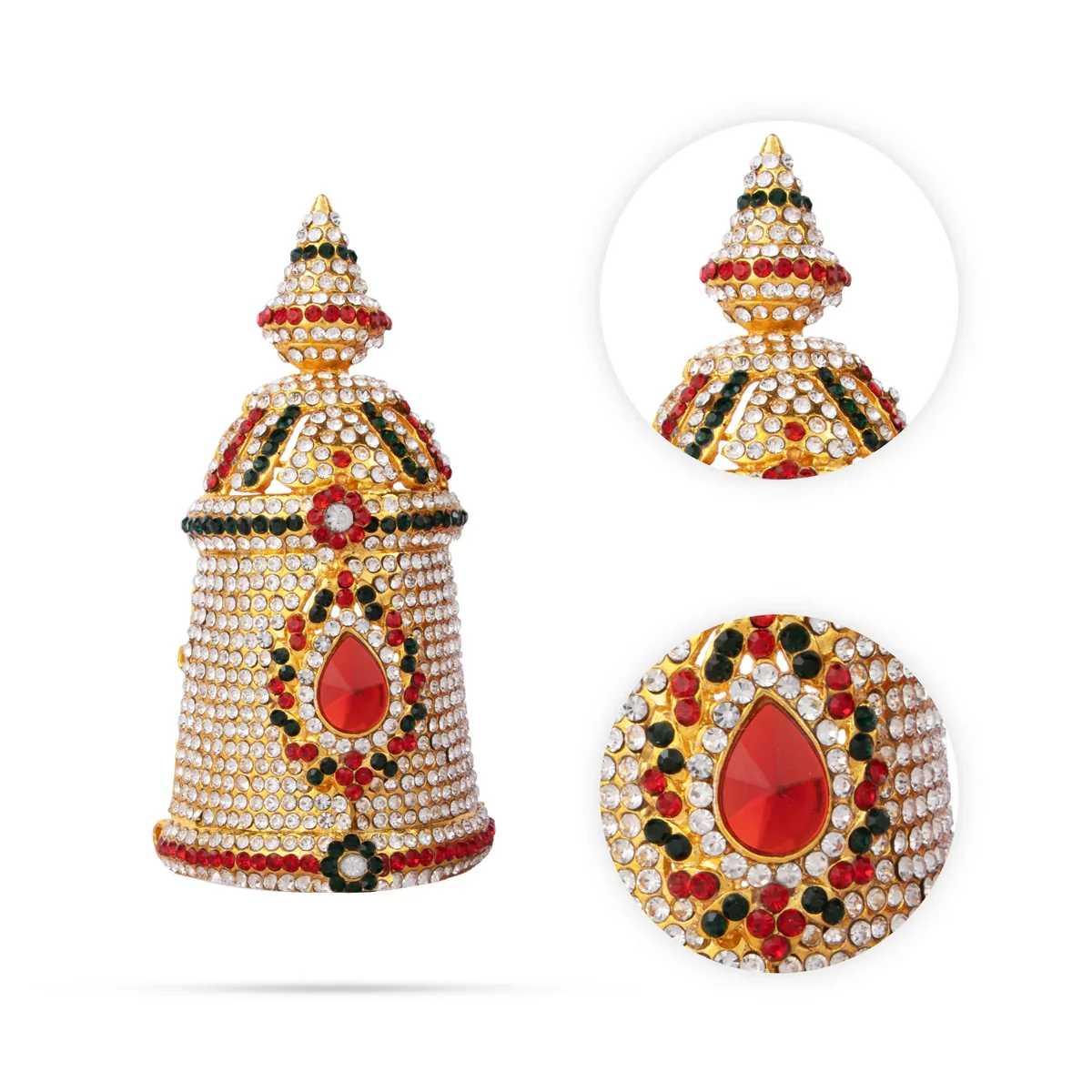 Stone Kireedam - 5 Inches | Half Mukut/ Crown/ Stone Jewellery for Deity - Image 14